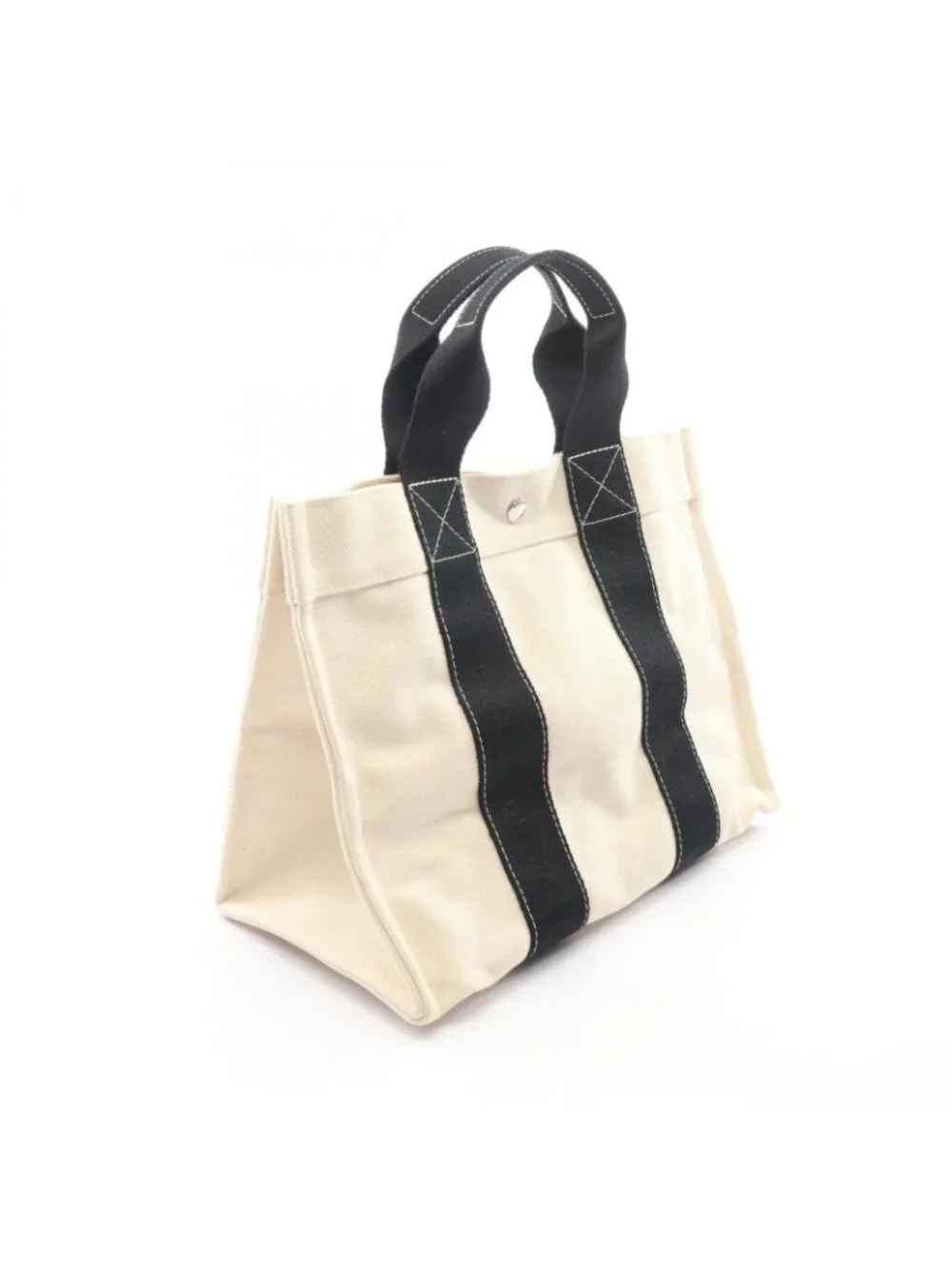 Hermes Tote Bora PM Ivory Black Canvas
